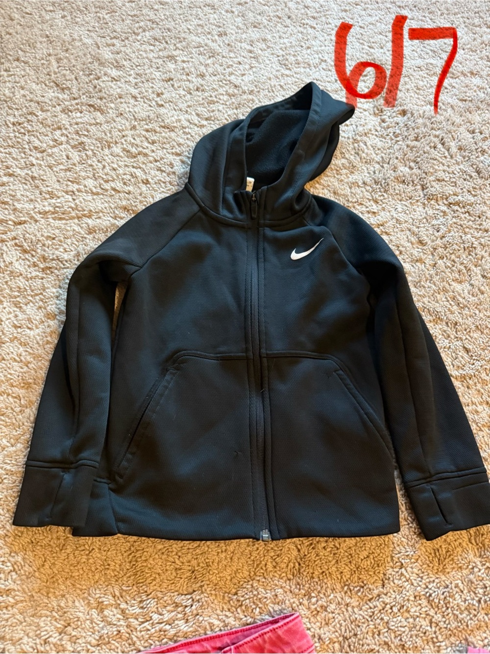 Nike Black Kids' Full-Zip Hooded Sweatshirt with White Swoosh